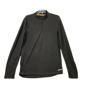 Omni Wool T Shirt Mens Large Black Base Layer Athletic Thumbhole Sleeve 1/4 Zip